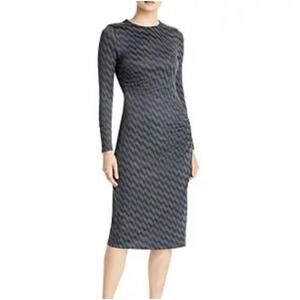 NWT BOSS Hugo Boss Elysann Long Sleeve Stretchy Fitted Dress Gray Sz M